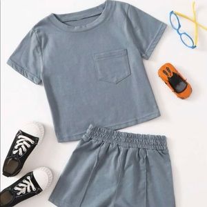 Toddler boys solid pocket tee with shorts set